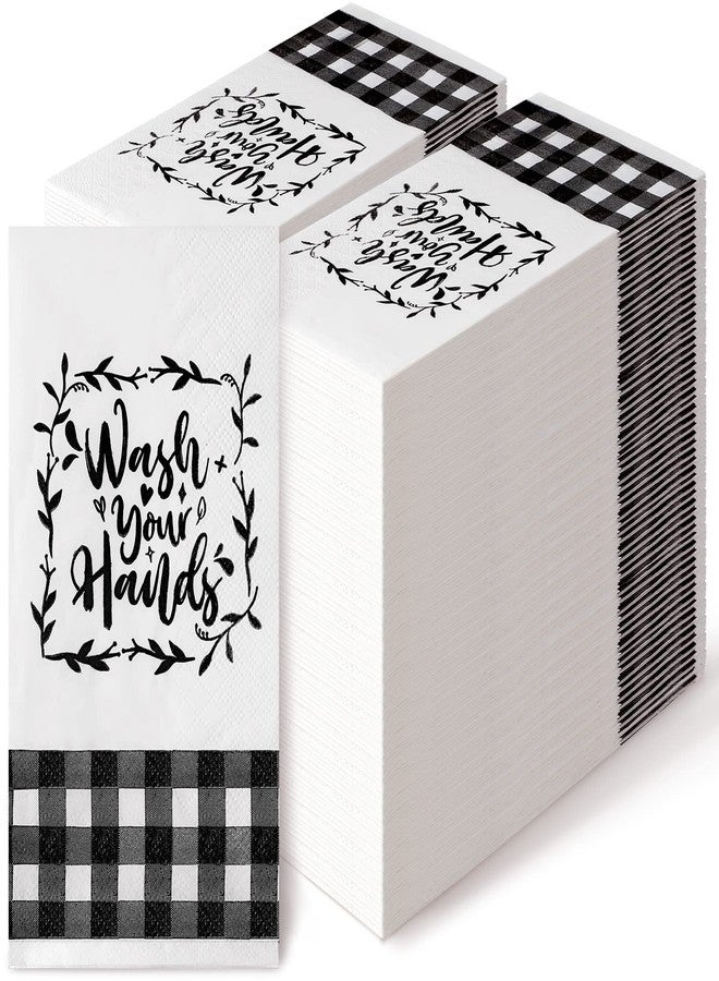 Tinlade 200 Pcs Disposable Guest Napkins Paper Hand Towels for Bathroom Black and White Paper Towels Farmhouse Dinner Decorative Wash Your Hands for Birthday Wedding Party Home Kitchen Restroom - Image 1